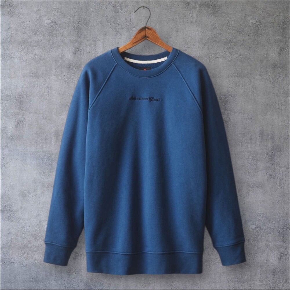 American Giant Sweatshirt Unisex Large Blue Midweight Crewneck Logo USA NEW
